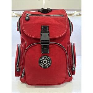 Kipling Red Sausalito Convertible Backpack Wheeled Luggage Rolling Carry-On Bag